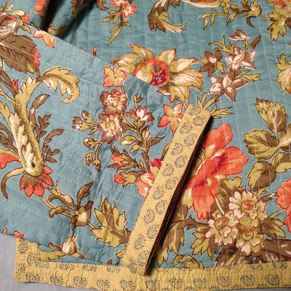 Floral Quilted Jacket in Teal and Coral - Picture 9 of 10